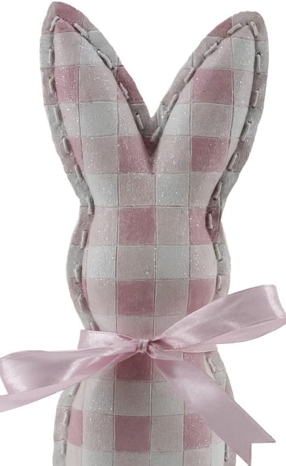 Polyresin Pink & White Checkered s vrpcom Uskrs zečje zeko figurine ukras Spring Décor 436602