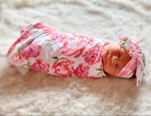 DRESHOW BQUBO novorođenčad prima ćebad za novorođenčad cvjetno povijanje trakom za glavu ili šeširima za dojenčad