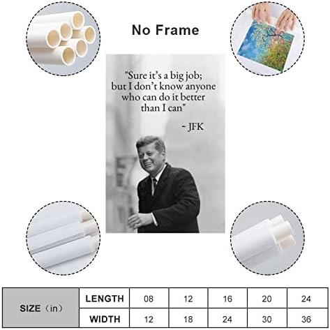 John F. Kennedy Inspirational Quotes Poster, poznati Predsjednički portreti, crno-bijeli Retro, F platneni