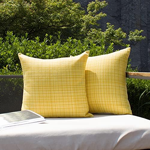Kevin Tekstilni paket od 2 ukrasnog otvorenog vodootpornog bacanja jastučići navlake Stripe kvadratni jastučnici Moderni slučajevi jastuka za botomični kauč za klupu 18 x 18 inča Žuto