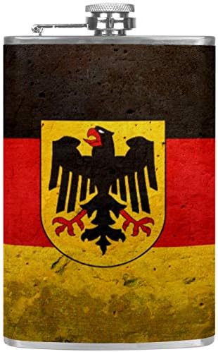 Tikvica za tečnost od nerđajućeg čelika nepropusna sa lijevkom 7.7 Oz kožna navlaka odlična ideja za poklon tikvica - Logo Njemačke zastave