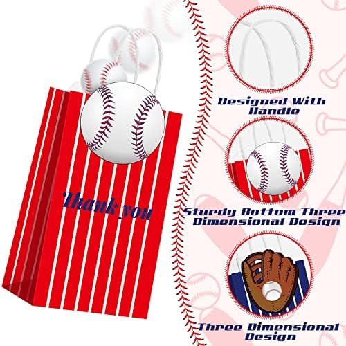 16 kom bajbol zabava Baseball poklon kese crvene i plave bejzbol tematske torbe za zabavu Candy Goodie torbe s ručkama Baseball Snack torbe za papir za timu Rođendu