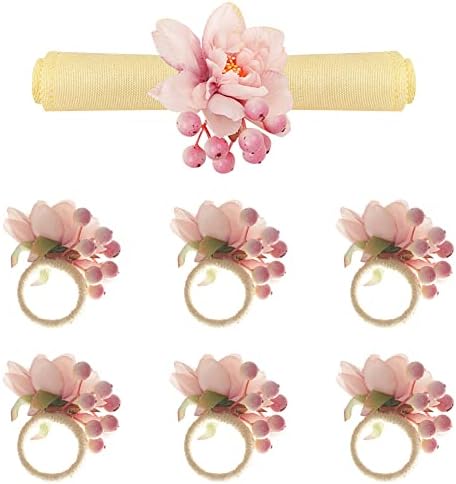 EFORCASE 6pcs cvjetni držači prstena za salvetu Cvjetni prsten držač Serviette kopče rukotvorine umjetno cvijeće prstenovi za vjenčanje za rođendan za vjenčanje