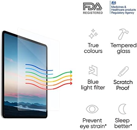 Ocushield anti plavi lagani zaštitni zaslon za staklo za Apple iPad Pro 12.9 - plavi filter za iPad - Anti bljesak - Zaštitite oči i poboljšajte san