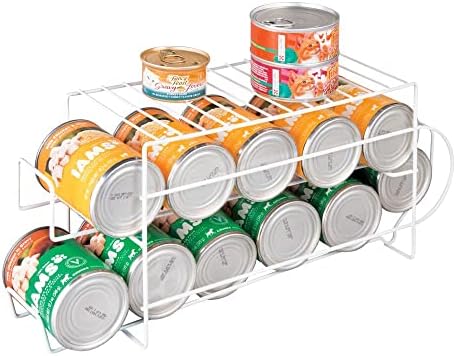 Mdesign 2-slojna metalna žica koja stoji Pop/soda i limenke za hranu dispenzer za odlaganje stalka za odlaganje s gornjim policom za kuhinjsku ostavu, radnu ploču, ormar-drži 12 limenki - 2 pakovanja-Bijelo