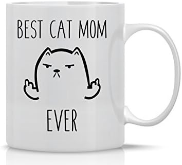 AW Moda najbolja mačka mama-smiješna šolja za mačke - 11oz Šolja za kafu mrzovoljne šolje