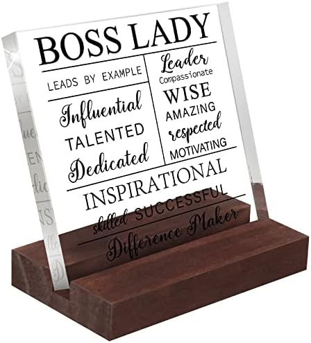 Maints Boss dame pokloni za žene akrilni šef dama potpisuje uredski dekor s drvenim bazom Boss Lady Plaque