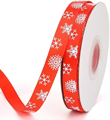 25 metara pahuljice štampane trake Roll poliester Grosgrain satenska traka božićni poklon pakovanje