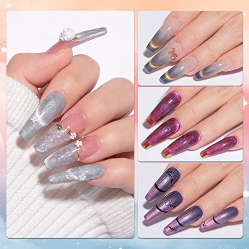 HEPNAILZ Shell Thread Gel lak za nokte 6 boja Cat Eye Pearl Gel za nokte nail Art Kit nail art lak za profesionalni dom DIY Salon za nokte Pastel sa magnetom & amp; olovka za Dotting