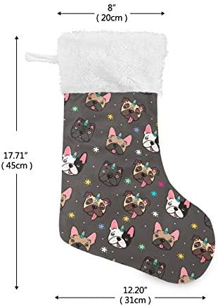 Alaza Božićne čarape Slatki pug pas francuski buldog jednorog Klasik personalizirani velika čarapa za porodičnu