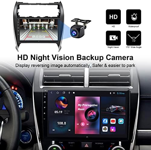 Bežični automobil stereo 2 + 32g za Toyota Camry 2012-2014 10.1 HD dodirni ekran Bluetooth auto radio sa Carplay Android Auto AHD sigurnosna kopija sa GPS navigacijom, AM / FM, USB, AUX, hi-fi