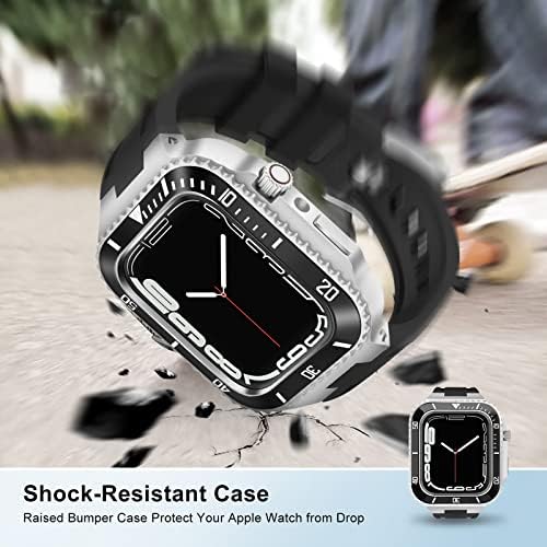 Trdybsk mod komplet za Apple Watch 8 7 6 5 4 3 SE Metalni okvir i gumeni sat od nehrđajućeg čelika za IWATCH serije 7 45/44 / 42mm