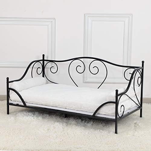 Kauč na razvlačenje za kućne ljubimce, metalni okvir kauč za pseće krevete s Perivim plišanim jastukom za srednje