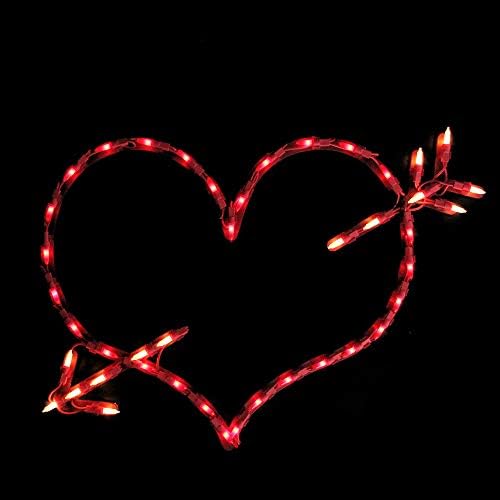 Northlight osvijetljeni crveni ukras siluete luka i prozora sa strelicama za Dan zaljubljenih, 18