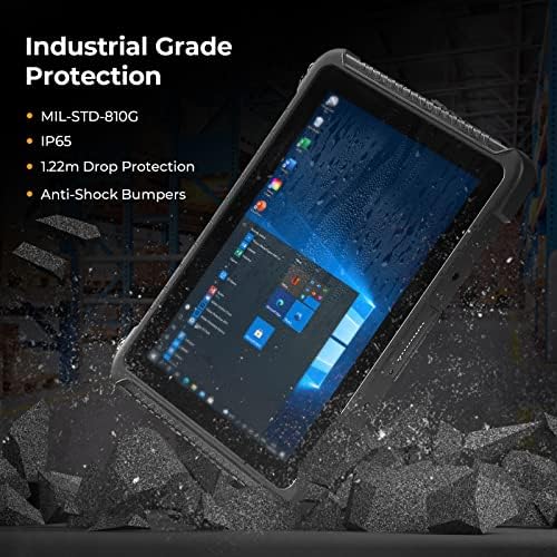 Munsyn rogged tablet, 10,1 inčni Windows 10 Pro Crastog tableta, 4g LTE, GPS, vodootporna, 700nit za sunčanje čitljive radne tablete, 10000mAh baterija, 4GB RAM-a / 64GB ROM, BT4.2 Wi-Fi za poduzetnički radno polje