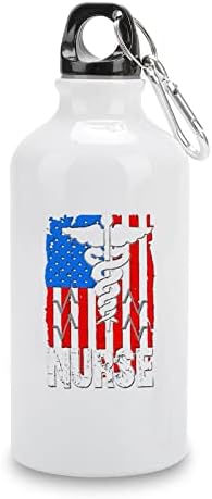 Medicinska sestra Patriotska američka američka zastava aluminijumske vodene boce prenosive sportske boce putni šalica sa poklopcem za muškarce žene