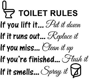Kupatilotoilet poklopci poklopca, vinilne umjetničke naljepnice Diy Domaći dekor Toaletna pravila Znakovi dizajna