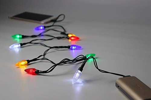 CEWUIDY LED božićni svjetli za punjenje kablova, USB i sijalica, 50 inča 10-min višebojnika dostupan sa telefonom11,11PRO, 11PRO MAX, 12,12PRO, 12PRO, 13PRO, 14PRO, 14PRO, 14PRO MAX ETC