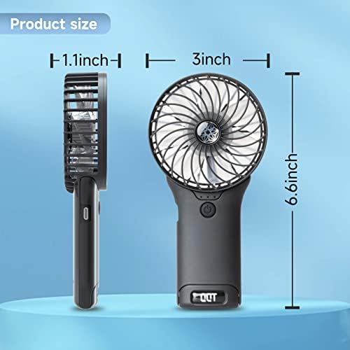 QQT Mini ručni ventilator,4 brzine podesivi prijenosni ventilatori na baterije,USB punjivi stoni