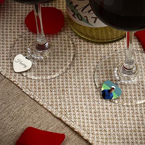 Personalizirane prilagođene foto čari za vino od srca za Stem naočare oznaka markera za rođendan vjenčanja
