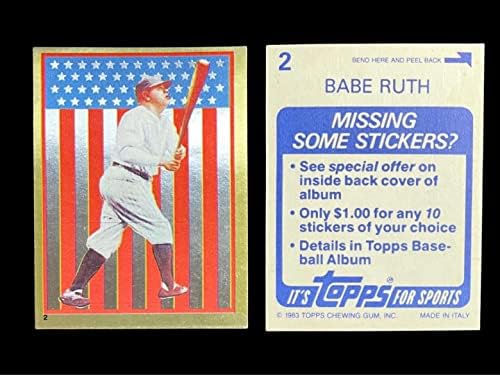 ORIGINAL-1983 Naljepnica za naljepnicu albuma Babe Ruth 2 zlatna folija USA zastava Yankees Hof