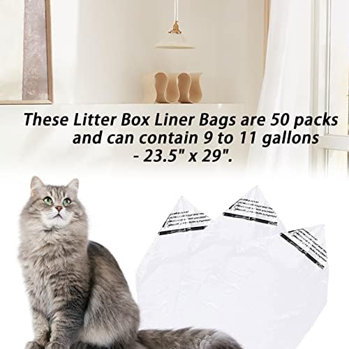 50pack Liner Cat torbe za kutiju za otpatke automatizirane, ulošci za ladice za otpad, zamjenske uloške za kantu za otpad za mačke, 11 galona Jumbo ulošci za kutiju za smeće za mačke