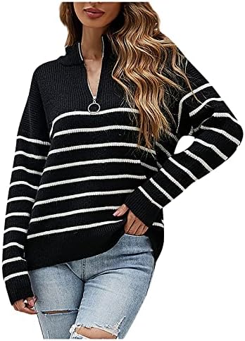 Duks džemper za žene dugih rukava patentni zatvarač mock izrez zimske košulje Pulover casual