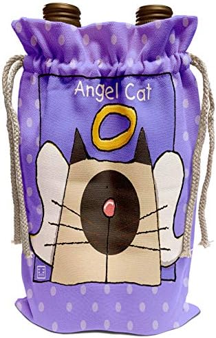 3drose S. Fernleaf dizajn spomen obilježja mačke-anđeo sijamska mačka slatka crtana uspomena na gubitak kućnih ljubimaca-torba za vino