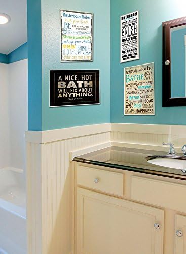 Stupell Kućni dekor 'pravila kupatila' tipografija zidna ploča za kupatilo, 10 x 0,5 x 15, ponosno