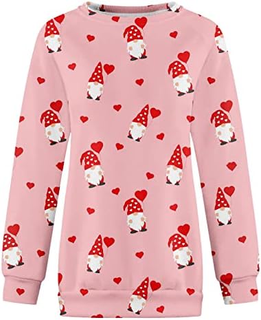 Ženska Valentinova ljubav štampanje dukserica Casual labavi okrugli vrat pulover modni Dugi rukav T-Shirt
