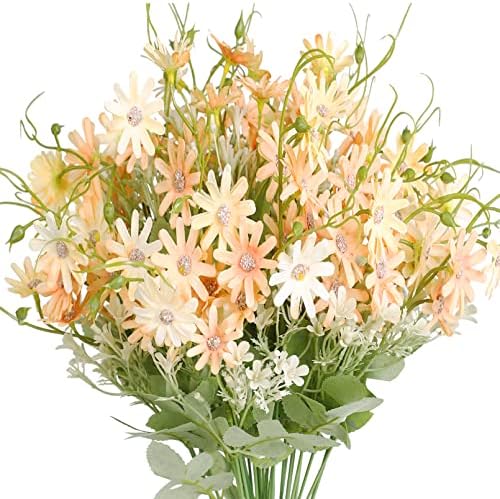 Bovvered 6 grozdova Umjetno cvijeće Divlje spokojne lažne proljeće Silk Greery Faux Daisies Mješani šareni