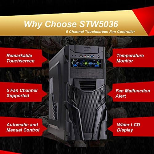 Wscoficey fan kontroler Monitor Temperature Automatska kontrola brzine LCD prednji Panel STW 5.25 5 kanalni