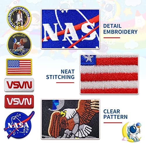 NASA zakrpe 6 komada, vezeno željezo na / šivaju na svemirskim zakrpama, zakrpa američke zastave