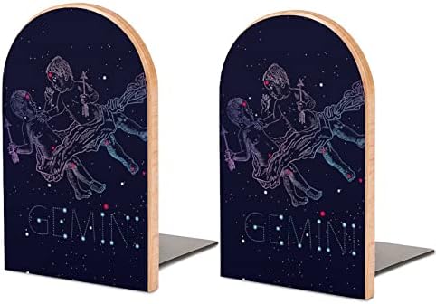 Gemini Zodiac Constellation drvena Bookend za policu teške knjige Stand book Ends dekoracija
