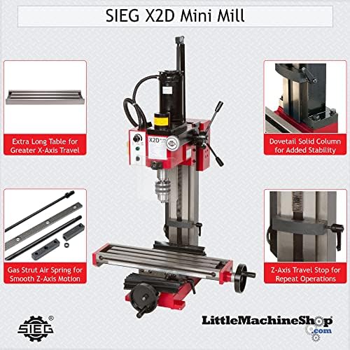 LittleMachineShop.com Sieg Mini Mill X2D-350 Watt varijabilna brzina uključuje R8 konus vretena