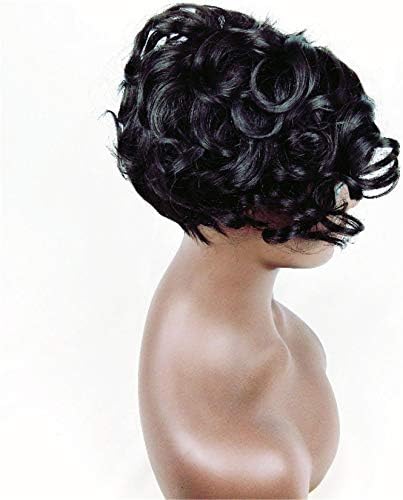 Andongnywell ženske kovrdžave perike od ljudske kose kratke crne kovrdžave perike sa šiškama za