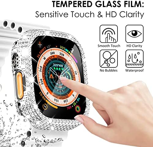 [6 + 6Pack] Kompatibilan sa Apple Watch Ultra CASE 49mm Poklopac za lice sa zaslonom Zaštita od kaljenog stakla, preko 300 Bling Crystal Diamond Apple Watch Case za iWAtch ultra pokriva 49 mm