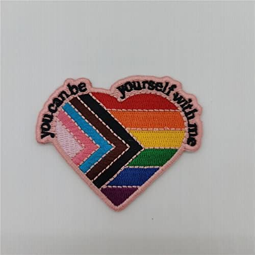 1 kom. Nepravilna mrlja srca Možete biti sami sa mnom Logo željezo na izvezenom zakrpu Gay Transgender