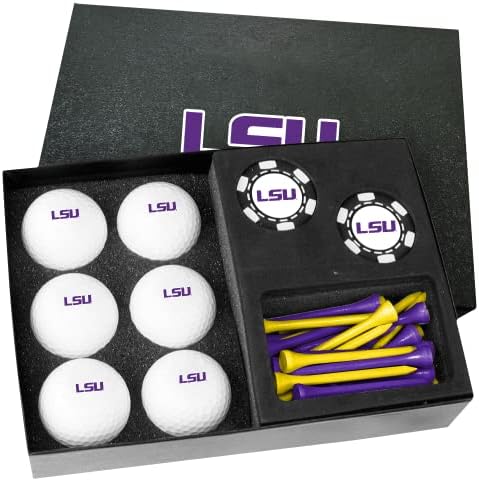 Golfballs.com LSU Tigers Poklon Set sa crnim poker čipovima - prazne lopte