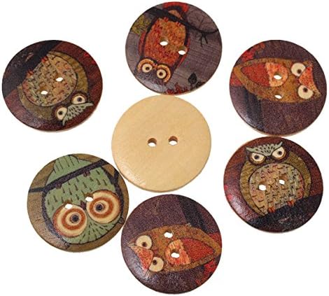 50 kom 2 rupe 1-1 / 8 inčni okrugli drveni gumb OWL - Drvena zaštita okoliša DIY ručka za šivanje Scratling CrumPooking Odjeća za odjeću Decor Craft