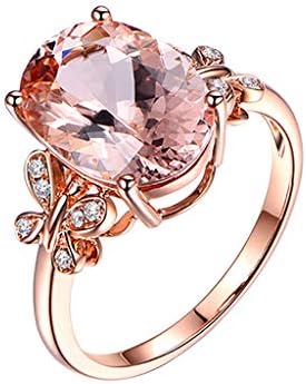 Ovalni angažman prsten, ruža zlatna kubična cirkonija Solitaire 4-prongni obljetnicu za nju,