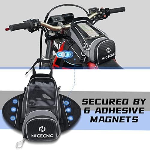 NICECNC torba za rezervoar za motocikle magnetna 6L, dizajn vizira za telefon 6 magneta & amp ;5 kaiševa ojačana