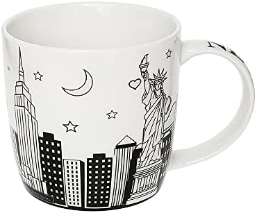 Jednostavno zelena rješenja poznata mjesta porculan 9oz. Suvenir poklon Petite Mugs Set 2, New York Silver Skyline