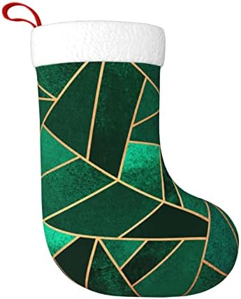 Yilequan 18 inča Božićne čarape Klasične čarape, crno-zlatno geometrijsko, za obiteljski odmor Božićni