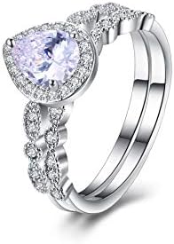 Ikada FAITH predivna kubni cirkonij Svadbeni Prom Burme za žene, angažman suza kruška / okrugli / u obliku srca prsten Set vjenčanje obećanje prstena za nju