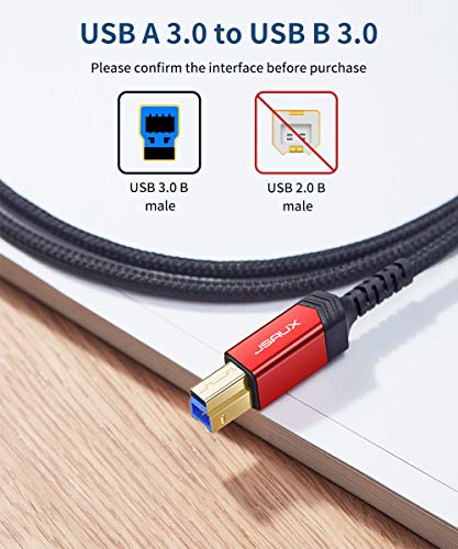 JSAUX USB 3.0 printeri kabel, unesite muški do B 3.0 muški USB 3.0 Tip B uzvodno, najlonski pletenica kompatibilna sa priključnom stanicom, vanjskim tvrdim upravljačkim programima, skenerom, pisačem i još mnogo toga