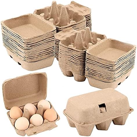 30 pakovanja praznih kartona za jaja, 6 kontejnera za skladištenje jaja od celuloznih vlakana za kuhinju, farmu,piknik, putovanja,braon, za višekratnu upotrebu.