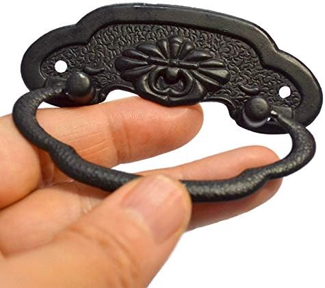 4 kom Vintage crna dugmad vuče ručke Antikna dekorativna ladica Pull prsten hardver sa vijcima za namještaj