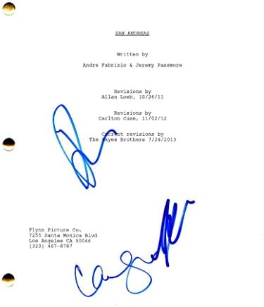 Dwayne Johnson, Carla Gugino, Art Parkinson bacani autogram - San Andreas film - Paul Giamatti,