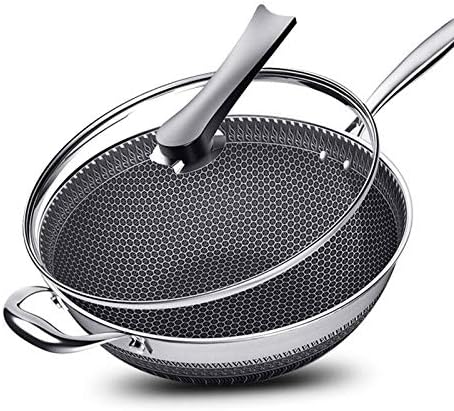 GYDCG nelepljiva tava dvostrano saće 304 wok od nerđajućeg čelika bez uljnog dima tava za prženje wok bez fosfora